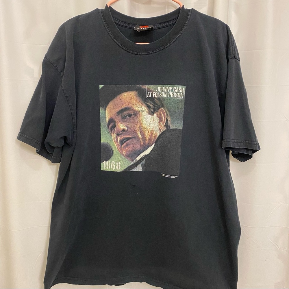 Vintage Zion Rootswear Johnny Cash Folsom Graphic Black T-Shirt